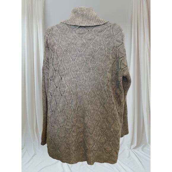 Elsamanda Italy Mohair Blend Cowl Neck Sweater Oversized Knit Taupe Gray - Picture 5 of 10